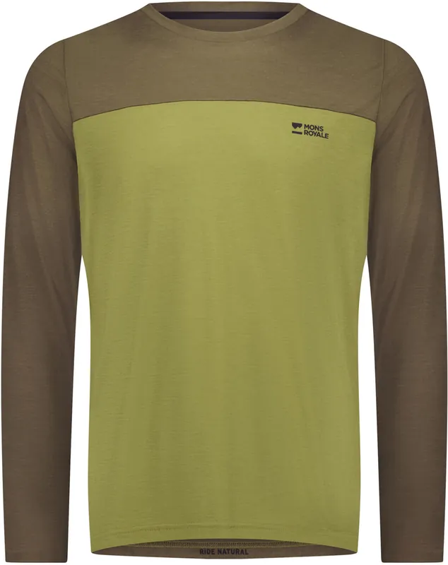 Must-Have Mons Royale Diversion Merino Bike Jersey Long Sleeve (Olivová) - Pánské cyklistické triko Endorphin Republic