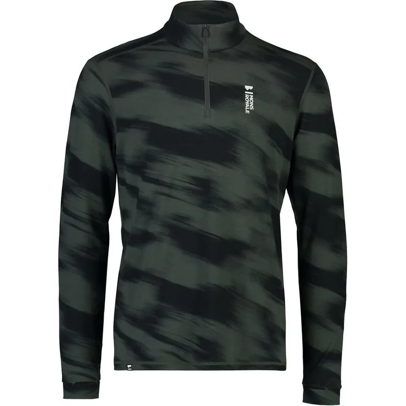 Mons Royale Cascade Merino Flex 200 1/4 Zip (Černá) - Pánské funkční triko z merino vlny Endorphin Republic Levný