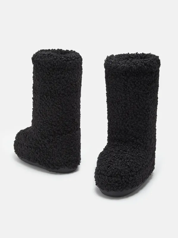 Vysoce Kvalitní Moon Boot ICON FAUX CURLY (Černá) - Dámské sněhule Endorphin Republic