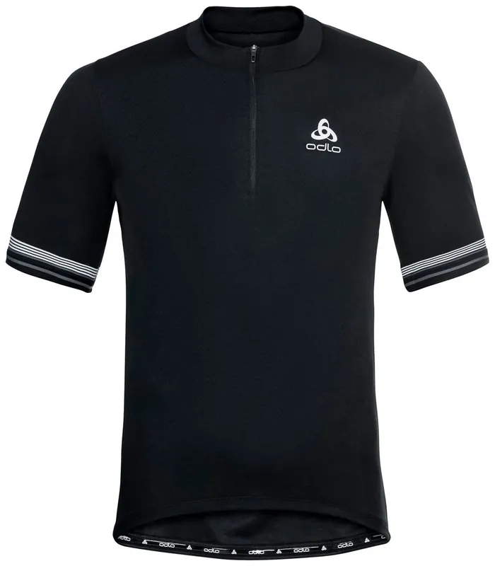Akce Odlo ELEMENT Short-Sleeve 1/2 Zip Cycling Jersey (Černá) - Pánský cyklistický dres Endorphin Republic