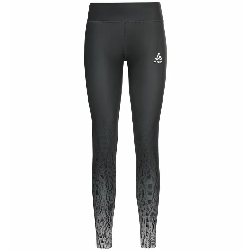 Odlo Tights ZEROWEIGHT PRINT (Černá) - Dámské běžecké kalhoty Endorphin Republic Speciální Cena