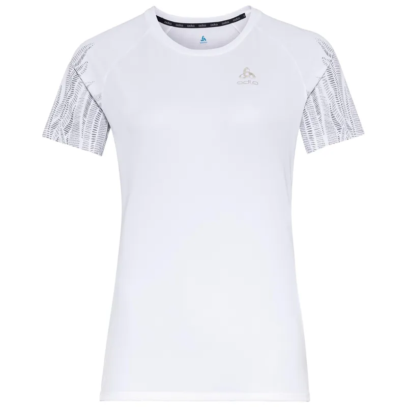 Odlo T-shirt s/s crew neck ESSENTIAL PRINT GR (Bílá) - Dámské běžecké tričko Endorphin Republic Ověřený