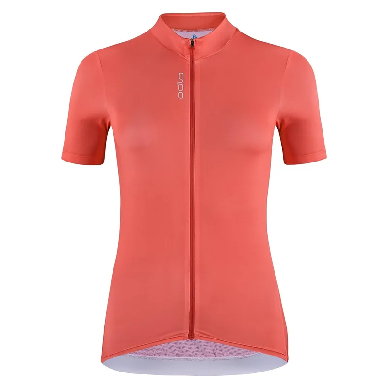 Rychlé Dodání Odlo T-shirt s/u collar s/s full zip ZEROWEIG (Oranžová) - Dámský cyklistický dres Endorphin Republic