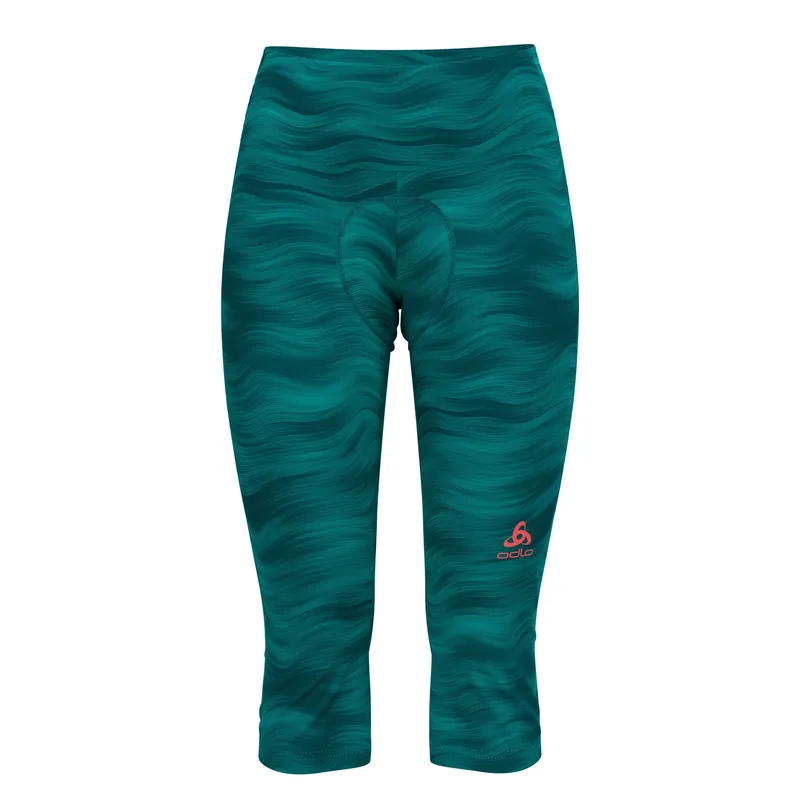 Odlo ZEROWEIGHT PRINT 3/4 Cycling Tights (Zelená) - Dámské cyklistické 3/4 legíny Endorphin Republic Cenově Výhodný