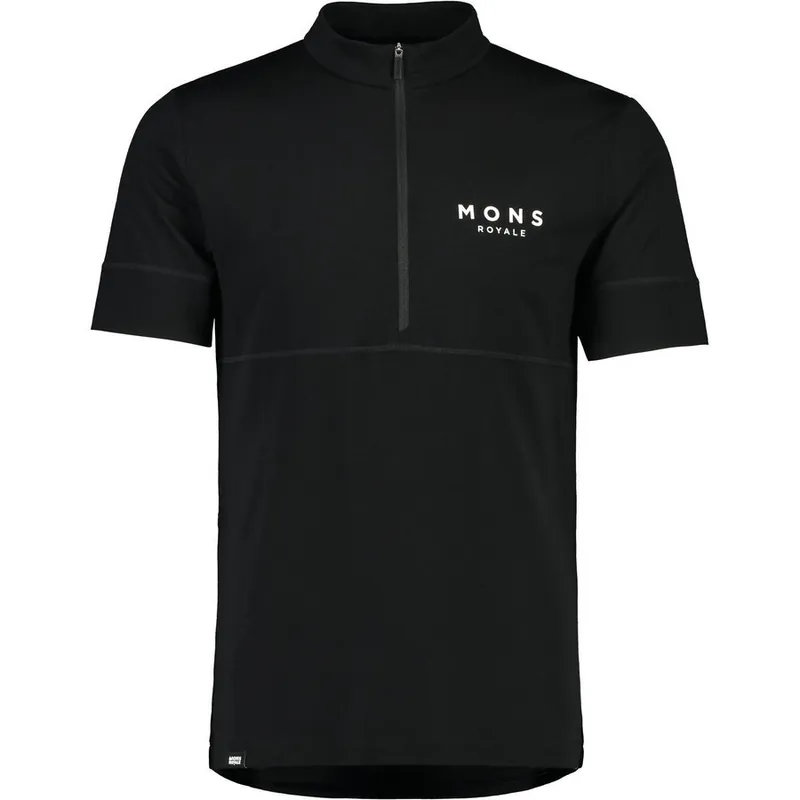Mons Royale Cadence half zip T (Černá) - Pánský funkční cyklistický dres Endorphin Republic Zlevněný