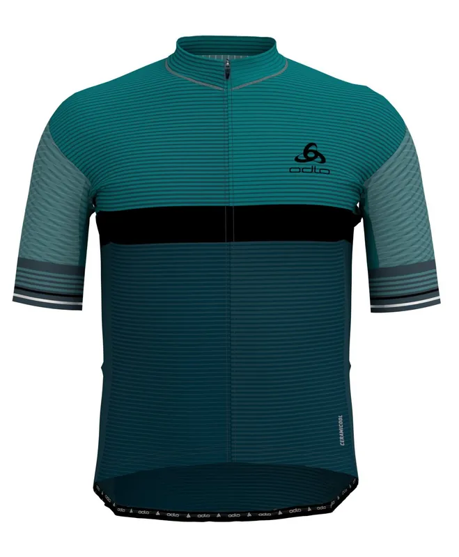 Vysoce Kvalitní Odlo ZEROWEIGHT CERAMICOOL PRO Full-Zip Short-Sleeve Cycling Jersey (Modrá) - PÁNSKÝ CYKLISTICKÝ DRES Endorphin Republic