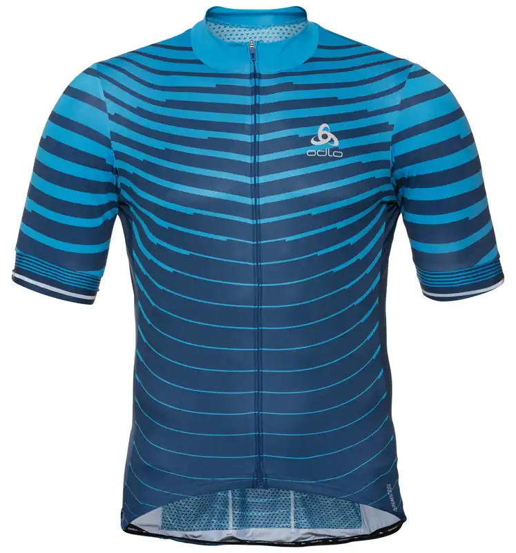 Odlo ZEROWEIGHT CERAMICOOL PRO Full-Zip Short-Sleeve Cycling Jersey (Modrá) - PÁNSKÝ CYKLISTICKÝ DRES Endorphin Republic Cenová Bomba