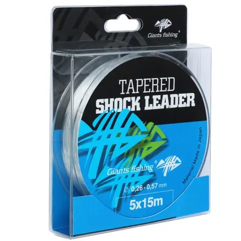 Giants fishing Ujímaný šokový vlasec Tapered Shock Leader 5 x 15 m / 0,35 - 0,65 mm Výprodej