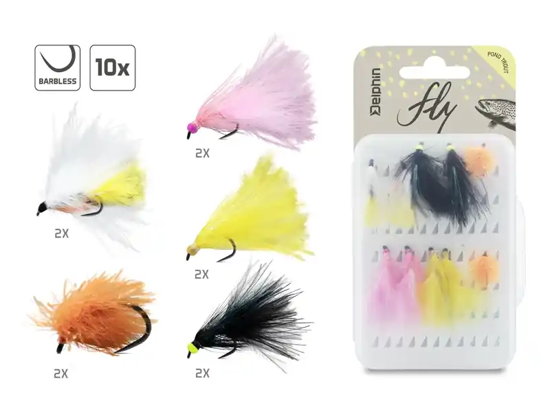 Sada umělých mušek Delphin FLY / 10ks Víkendová Akce