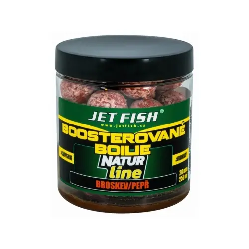 Víkendová Akce Jet Fish Natur line BOOSTEROVANÉ BOILIE 250ml 20mm BROSKEV / PEPŘ