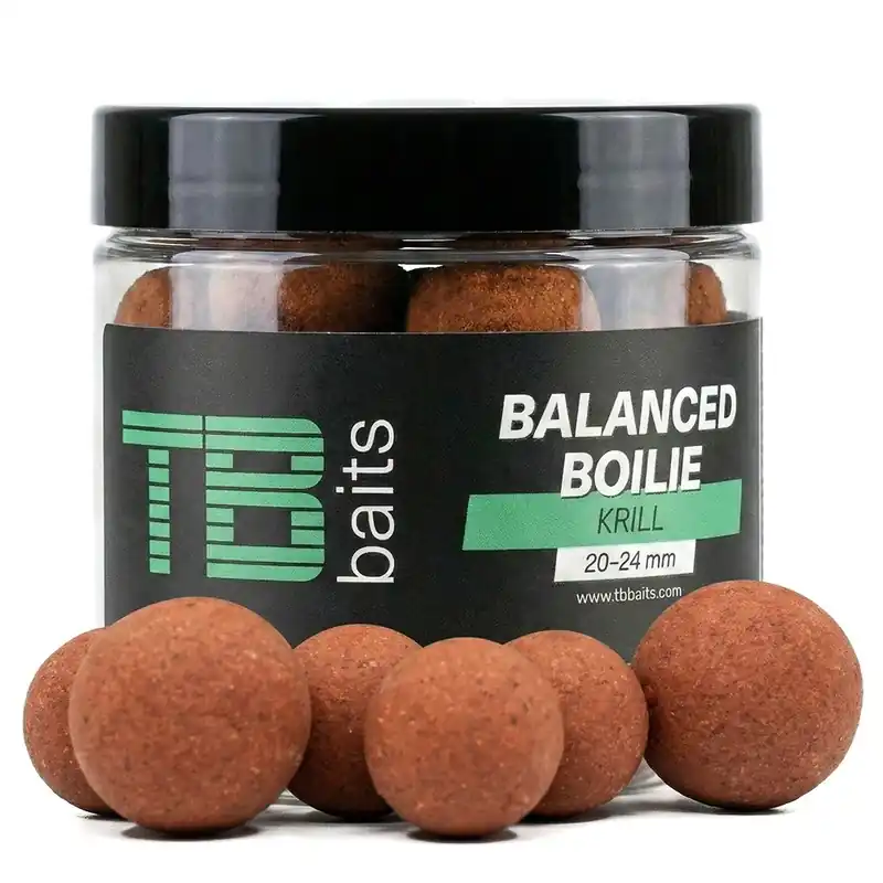 TB Baits Vyvážené Boilie Balanced + Atraktor Krill 100 g 20-24 mm Nová Kolekce