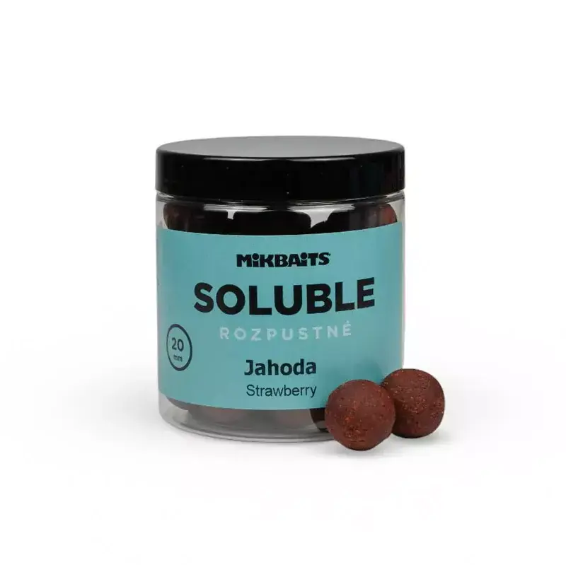 Nová Kolekce MIKBAITS Rozpustné SOLUBLE boilie 250ml - Jahoda 20mm