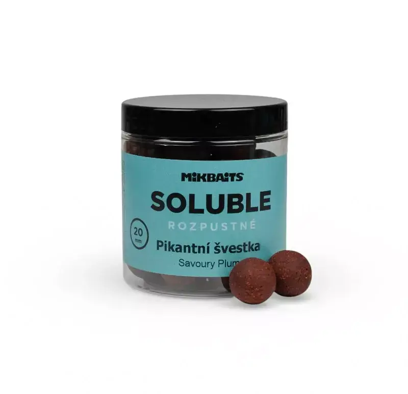 MIKBAITS Rozpustné SOLUBLE boilie 250ml - Pikantní švestka 20mm Rychlé Dodání