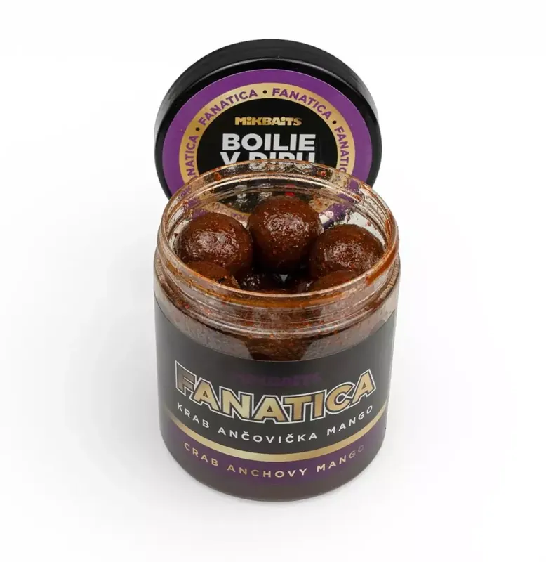 Omezená Nabídka MIKBAITS Fanatica boilie v dipu 250ml - Krab Ančovička Mango 20mm