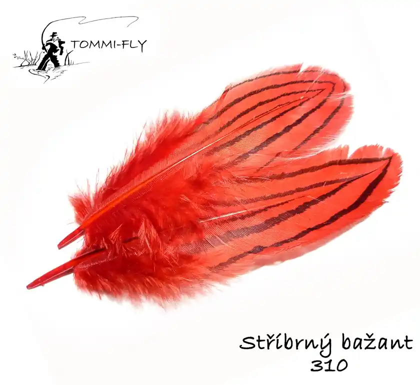 Zlevněný Tommi Fly PEŘÍ STŘÍBRNÉHO BAŽANTA - červené