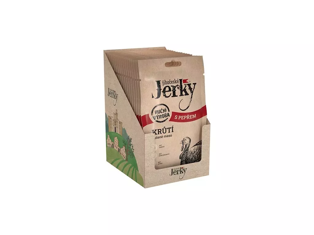 Bezpečná Platba Jihočeské Jerky Krůtí s pepřem 20x 20g