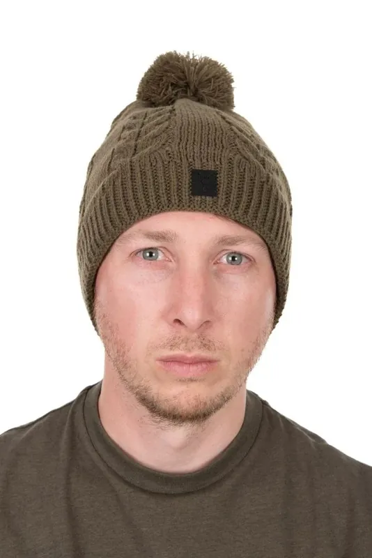 Vysoce Kvalitní Fox Čepice Khaki Knitted Bobble