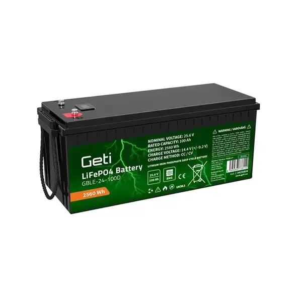 Bezpečná Platba Baterie LiFePO4 25,6V 100Ah GETI GBLE-24-100D displej