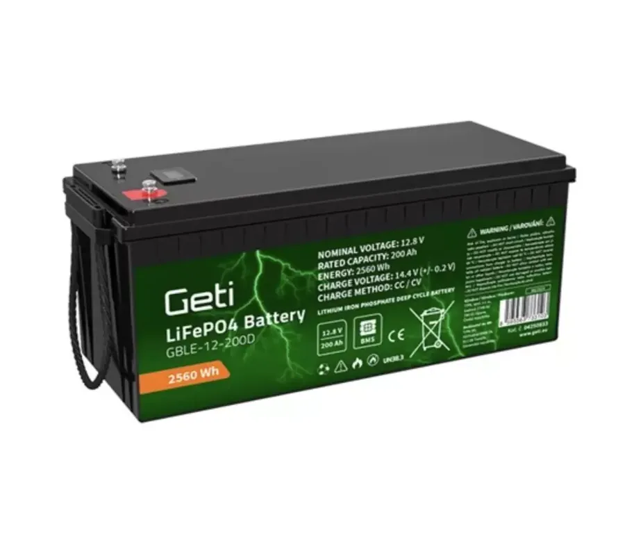Baterie LiFePO4 12,8V 200Ah GETI GBLE-12-200D displej Nejlepší Cena