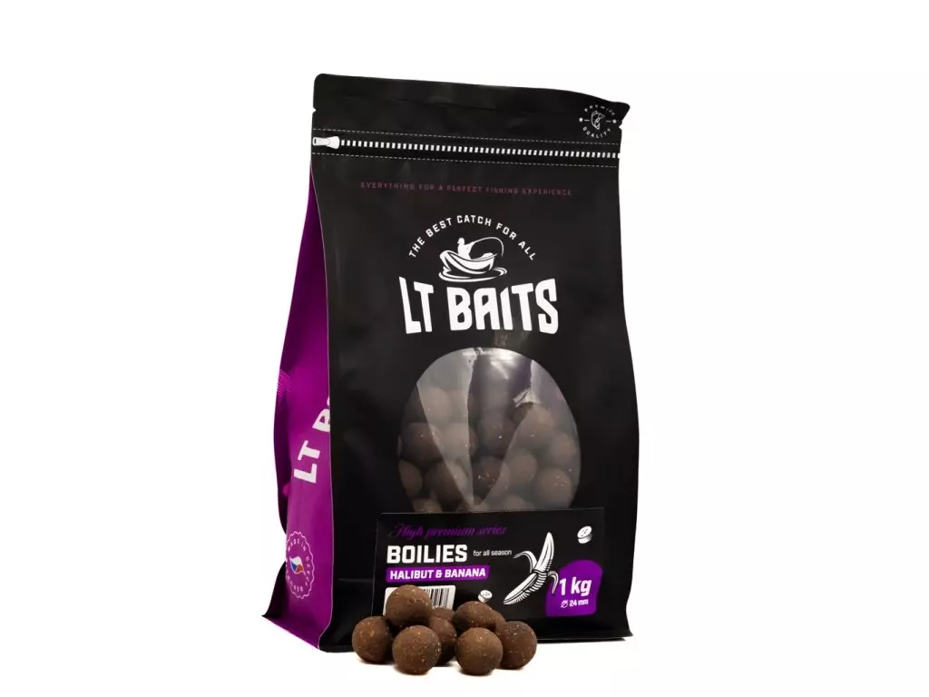 Zlevněný LT BAITS Boilies HALIBUT BANANA 1KG