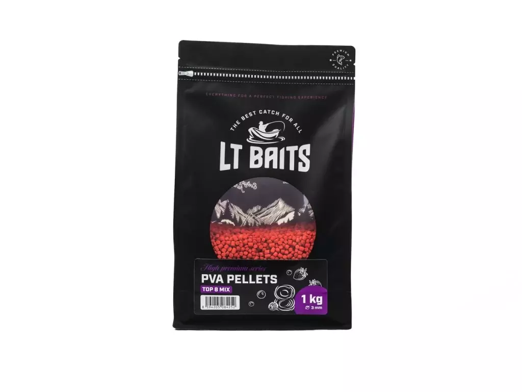 LT BAITS TOP 8 Mix PVA Peletky 3mm 1kg Zlevněný