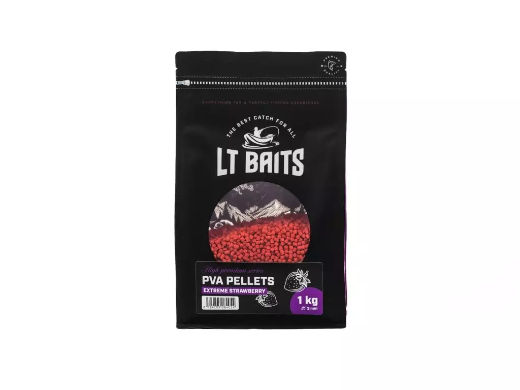 Výprodej LT BAITS Extreme Strawberry PVA Peletky 3mm 1kg