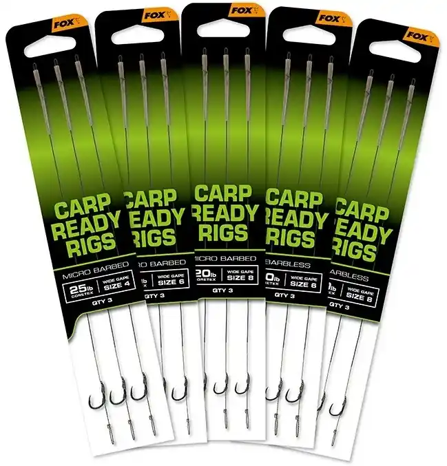 Sezónní Sleva Fox Návazce Carp Ready Rigs Wide Gape Barbless 3 ks