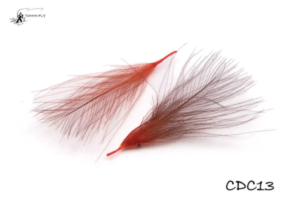 Rychlé Dodání TOMMI FLY CDC PEŘÍ - přírodní, tmavě oranžová - bal. 20 ks