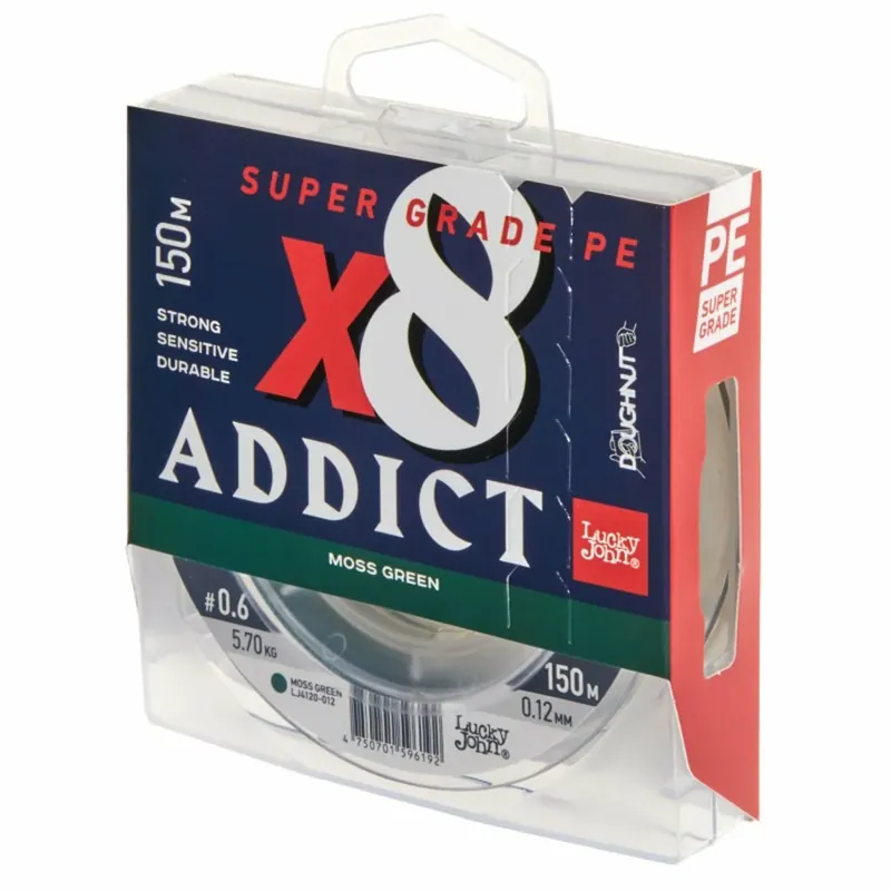 Odeslání Ihned Lucky John šňůra Addict Jigging X8 Braid Multi Color 150m 0,18mm Moss Green