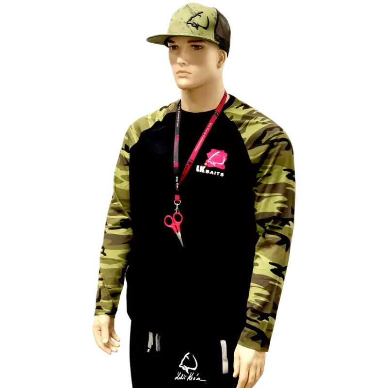 LK Baits triko unisex, dlouhý rukáv černé/maskáč vel. XXXL Finální Výprodej