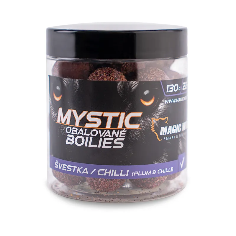 Ihned K Objednání MAGIC WOLF Boilies obalované Mystic 22mm CHILLI/ŠVESTKA 130g