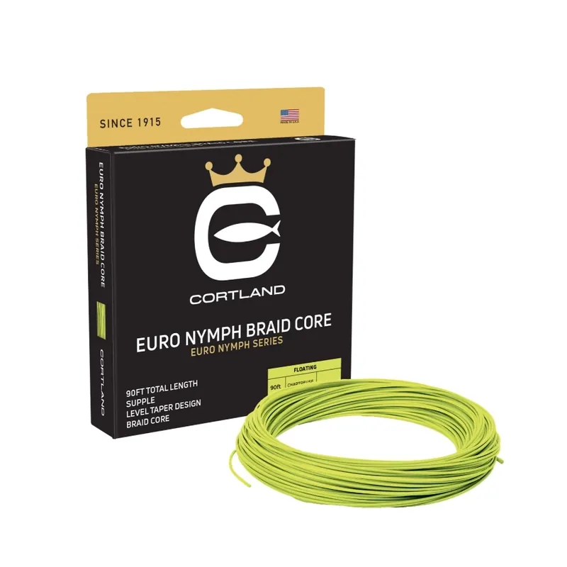 Cortland muškařská šnůra Euro Nymph Braid Core .022 Fresh Level Sage Green/Chartreuse 90ft Sezónní Sleva