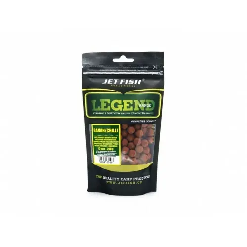 Cenově Výhodný JET FISH Legend Range boilie 200g -12mm BANÁN / CHILLI