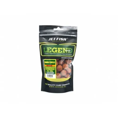 JET FISH Legend range - Extra tvrdé boilie 250g - 20mm BANÁN / CHILLI Rychlé Dodání