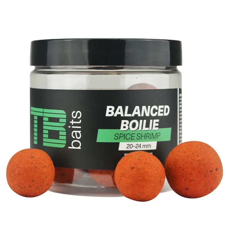 Nakupujte Hned TB Baits Vyvážené Boilie Balanced + Atraktor Spice Shrimp 100 g 20-24 mm