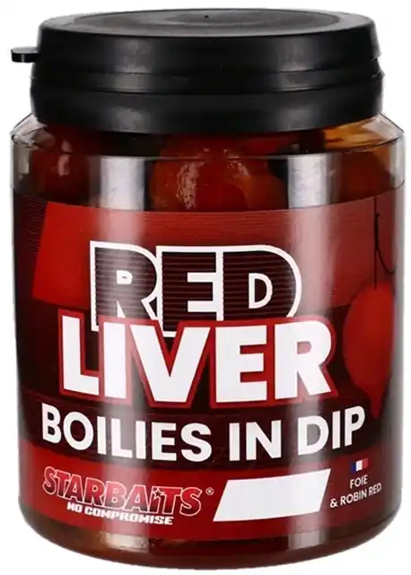 STARBAITS Boilies in Dip Red Liver 150g Omezená Nabídka