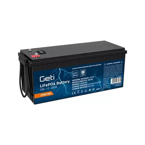 Baterie LiFePO4 12,8V 200Ah GETI GBL-12-200B Bluetooth+displej Levný