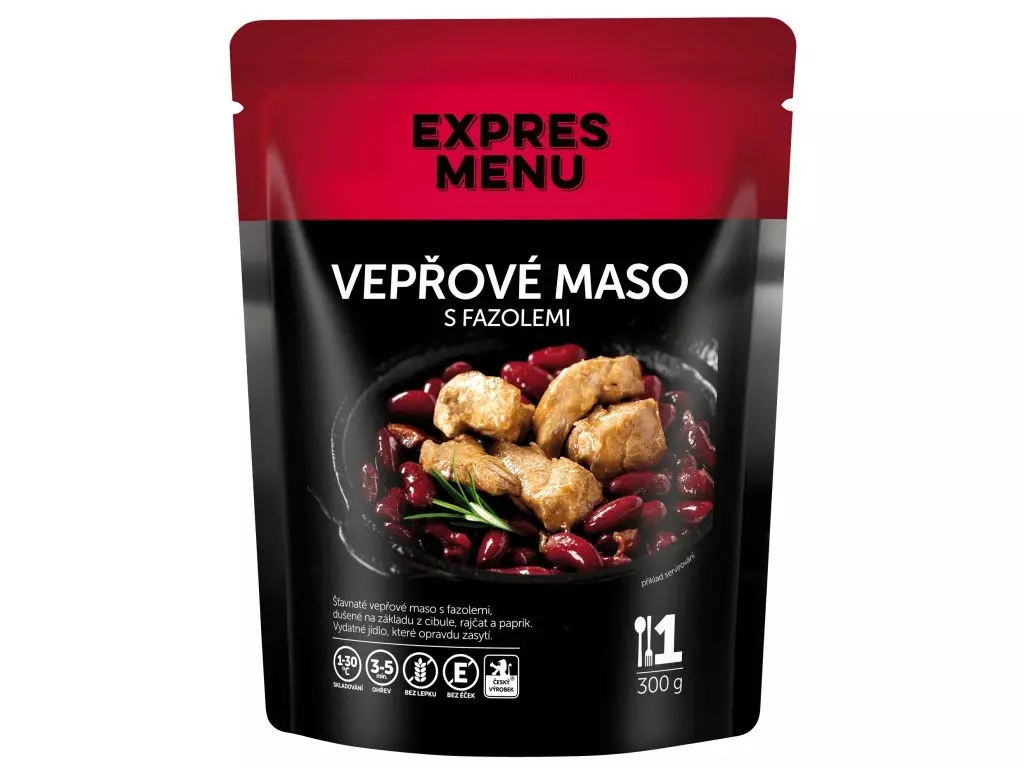 Vysoce Kvalitní EXPRES MENU Vepřové maso s fazolemi- 1 porce