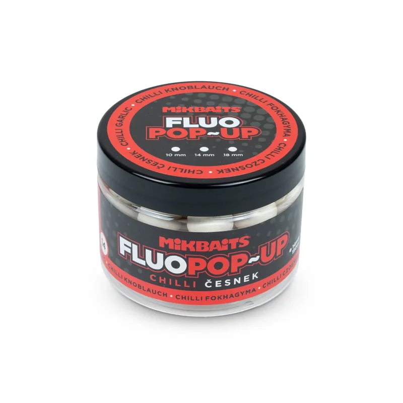MIKBAITS Plovoucí fluo boilie 150ml - Chilli Česnek 14mm Aktuální