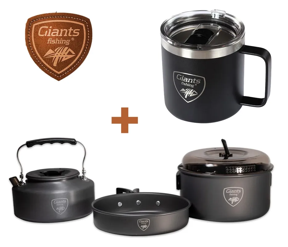 Nová Kolekce Giants fishing Akční set Sada nádobí s konvičkou + Nerezový thermo hrnek 400ml