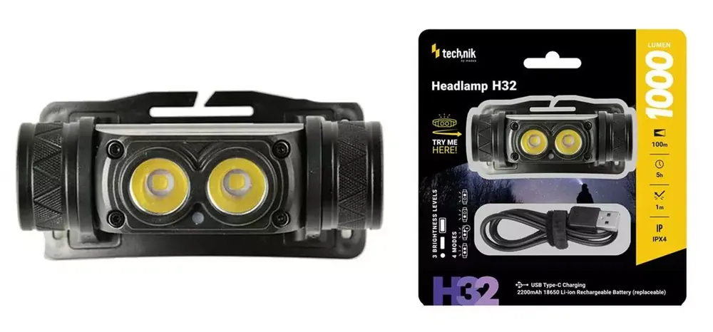 Technik Headlamp H32 nabíjecí čelovka kovová 1000lm Časově Omezené