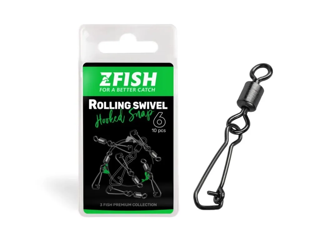 Akce ZFISH Obratlík s Karabinou Rolling Swivel & Hooked Snap