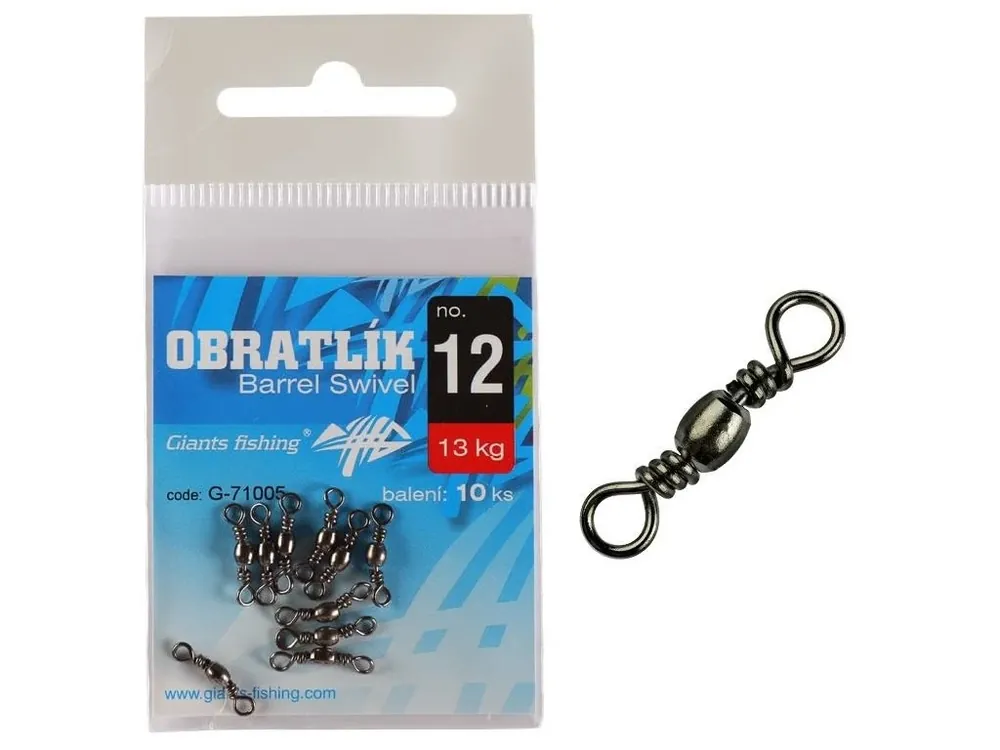 Giants fishing Obratlík Barrel Swivel no.12 / 14kg / 10ks Tovární Cena