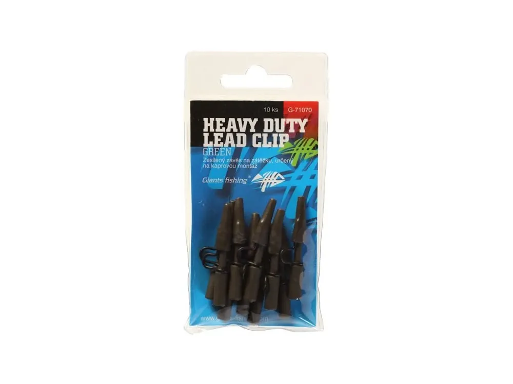 Super Cena Giants fishing Boční závěs kovový Heavy Duty Lead Clip Green, 10ks
