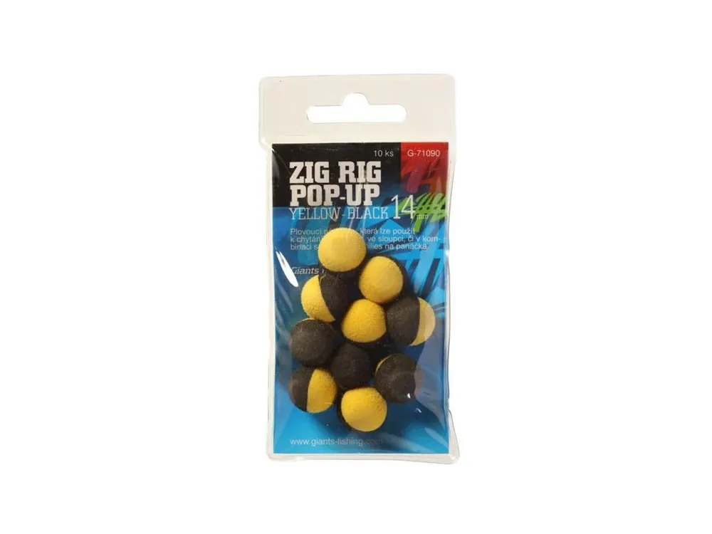 Koupit Online Giants fishing Pěnové plovoucí boilie Zig Rig Pop-Up yelow-black 14mm,10ks
