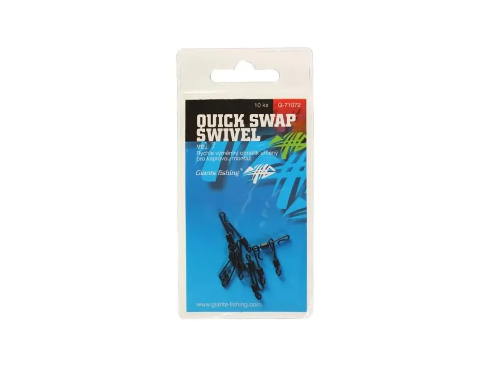 Giants fishing Rychlovýměnný obratlík Quick Swap Swivel, UK.7 (vel.12 EU )/10ks Tovární Cena