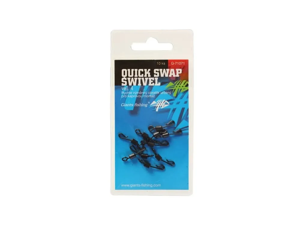 Giants fishing Rychlovýměnný obratlík Quick Swap Swivel, UK.4 (vel.8 EU )/10ks Aktuální