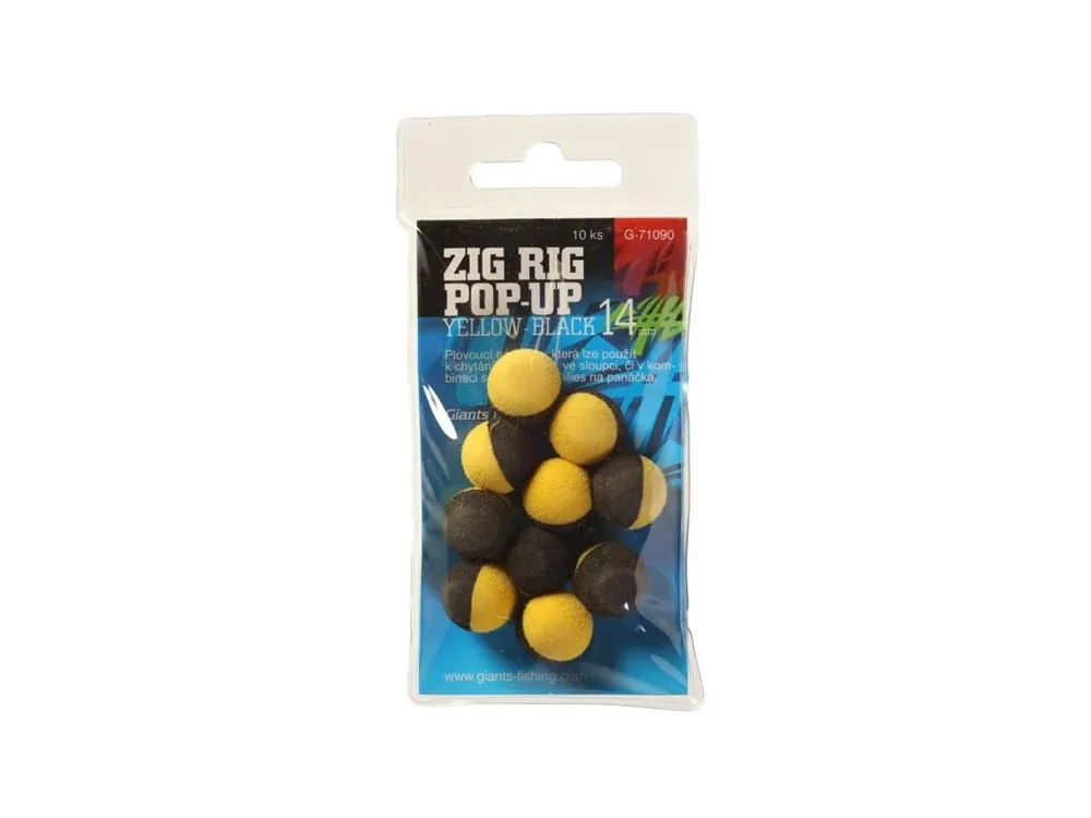 Giants fishing Pěnové plovoucí boilie Zig Rig Pop-Up yelow-black 10mm,10ks Poslední Šance