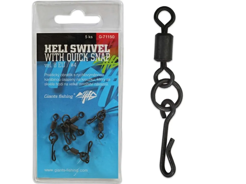 Značkový Giants fishing Heli Swivel with Quick Snap, 5ks, velikost 4 (EU 8)