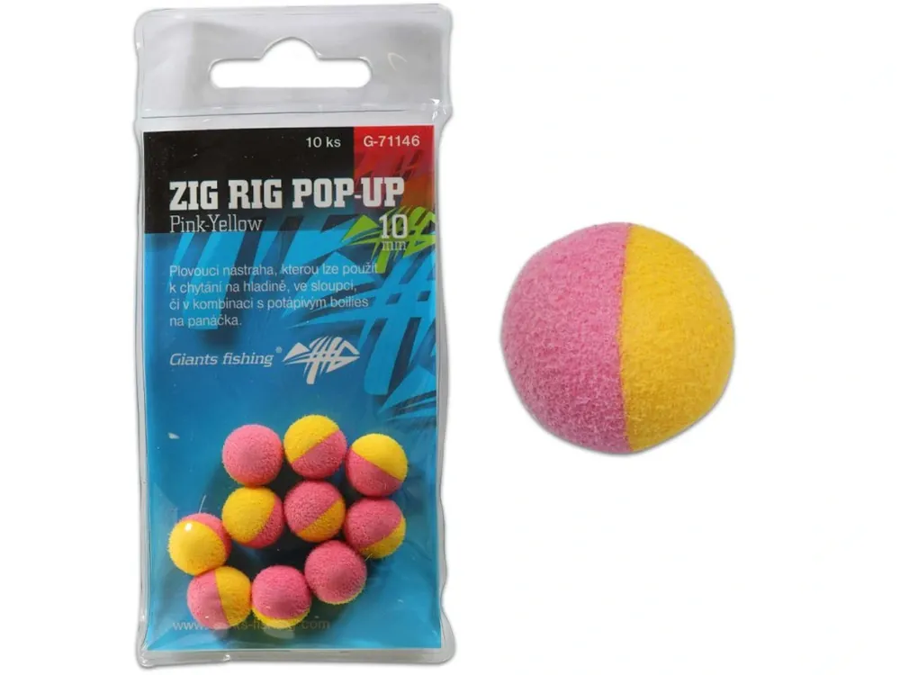 Rychlé Dodání Giants fishing Pěnové plovoucí boilie Zig Rig Pop-Up pink-yellow 10mm,10ks